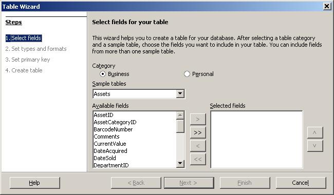 Identification of the type of data base to create.