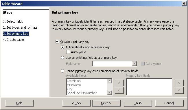 Screen requesting a 'key-field'. 